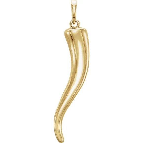New Yellow Gold 14k Italian Horn Solid 1.31 Grams 1 Inch Pendant Charm - Picture 1 of 2